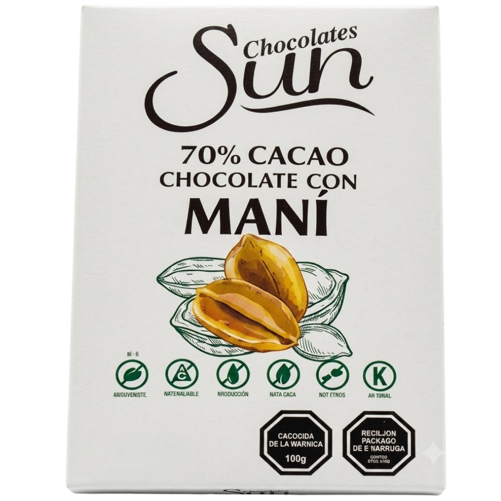 Chocolate Sun Barras Keto Mani 70% Cacao 50gr