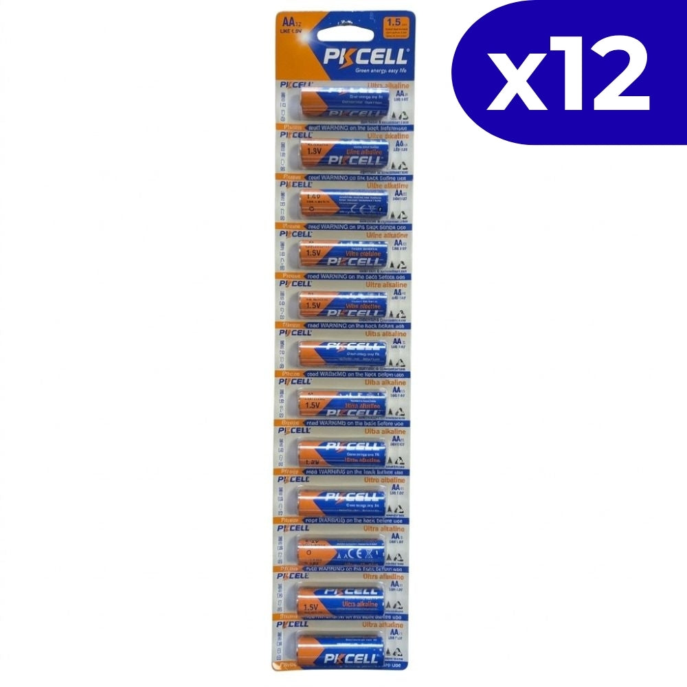 Pkcell Baterías Alcalinas AA 1.5V Paquete 12Und