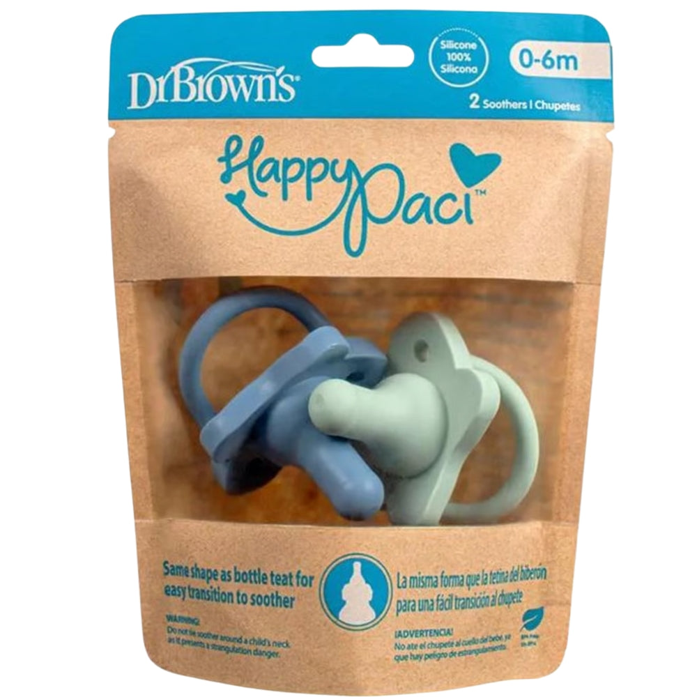 Dr.Brown's Chupón HappyPaci 100% Silicona 0-6m 2 Und sin BPA Diseño Anatómico