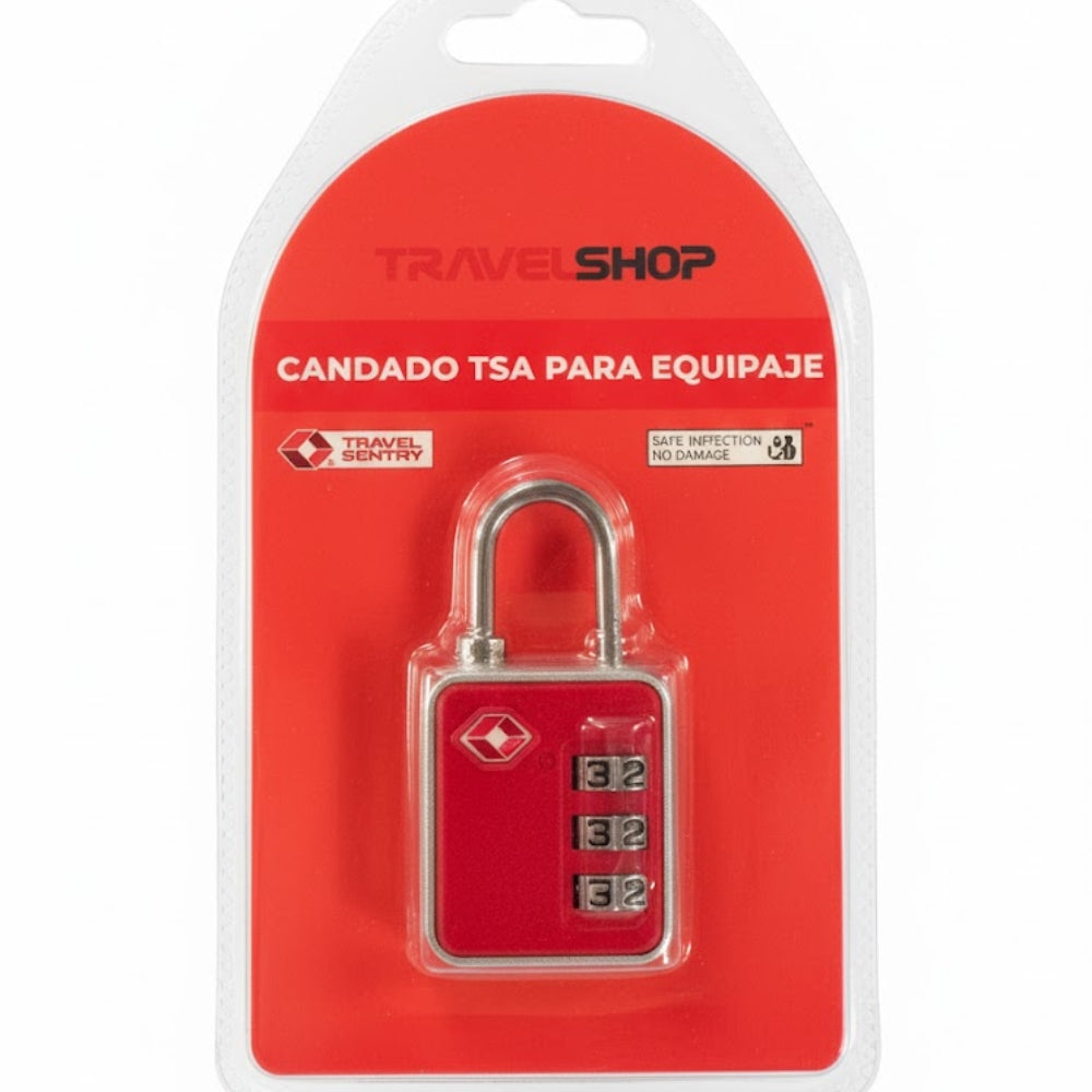Travel Shop Candado Cuadrado Para Equipaje Color Rojo