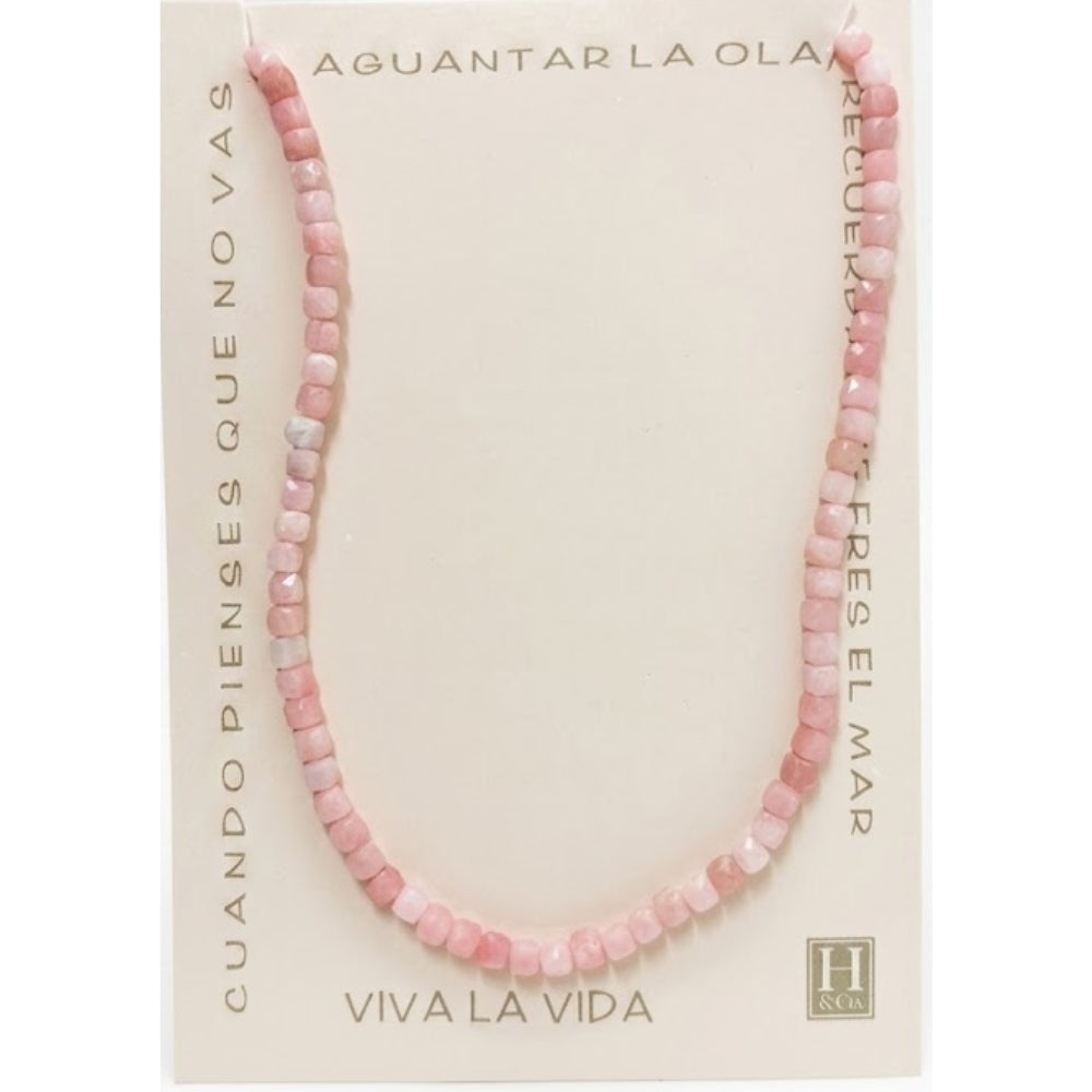 H&Co Collar Cubos de Agata y Cuarzo Light Pink
