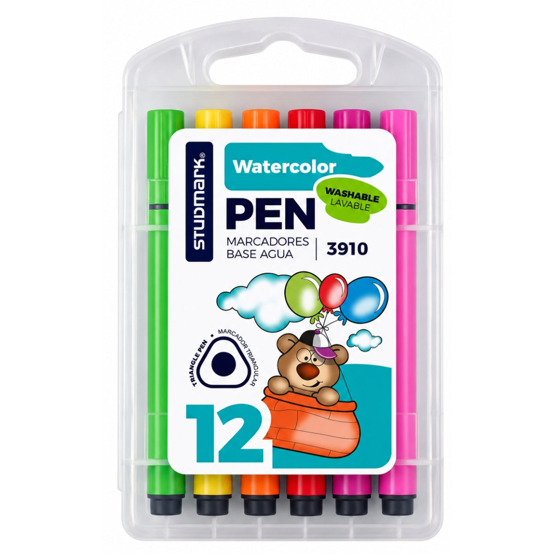 Studmark Marcador Triangular Base Agua 12 Colores