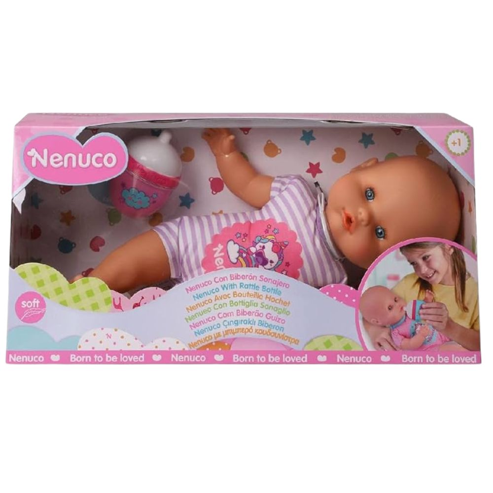 Nenuco Muñeco Con Biberon Y Sonajero Lila 3+