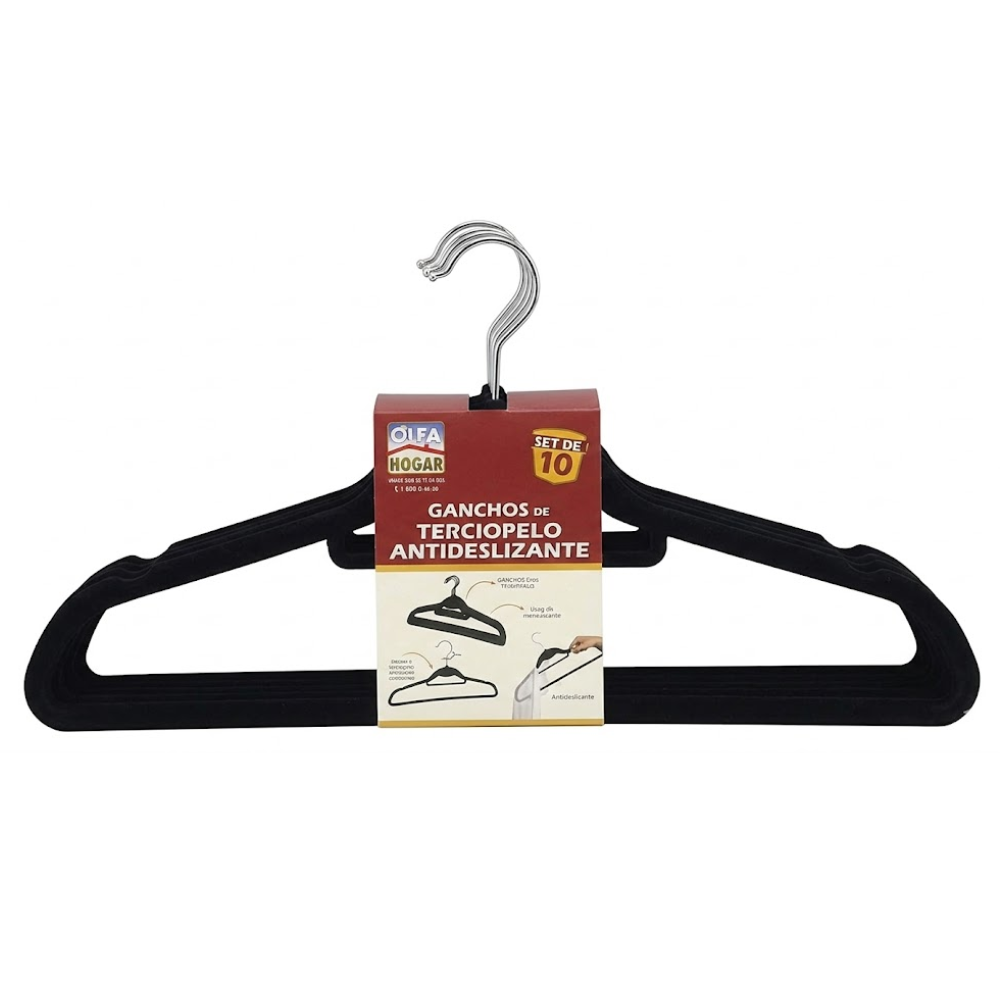 Alfa Hogar Set De Ganchos De Terciopelo Negro 10Und
