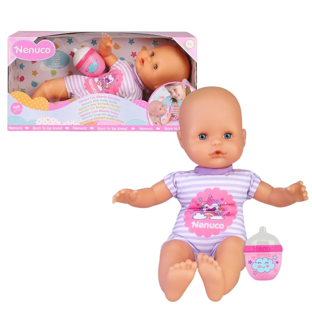 Nenuco Muñeco Con Biberon Y Sonajero Lila 3+