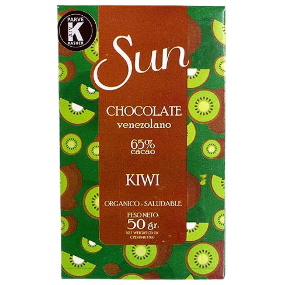 Chocolate Sun Chocolate Venezolano 65% Cacao Kiwi Orgánico y Saludable 50gr