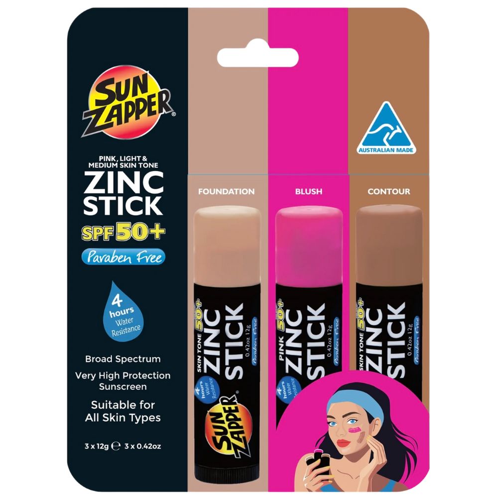 Protector Solar Sun Zapper Zinc Stick Pack Beauty Pack 12gr x 3 Und