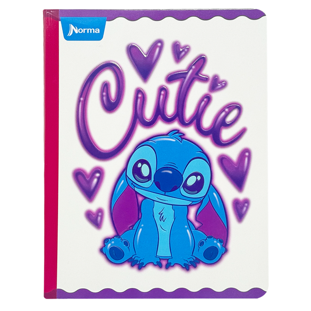 Norma Cuaderno Doble Linea Cosido 100 hojas Con Stickers Diseño Stitch Cutie