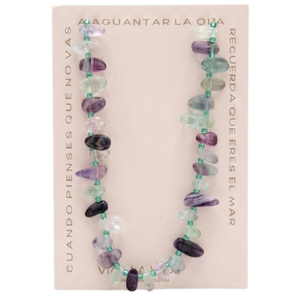 H&Co Collar Chispa Agata y Cuarzo Aquamarine
