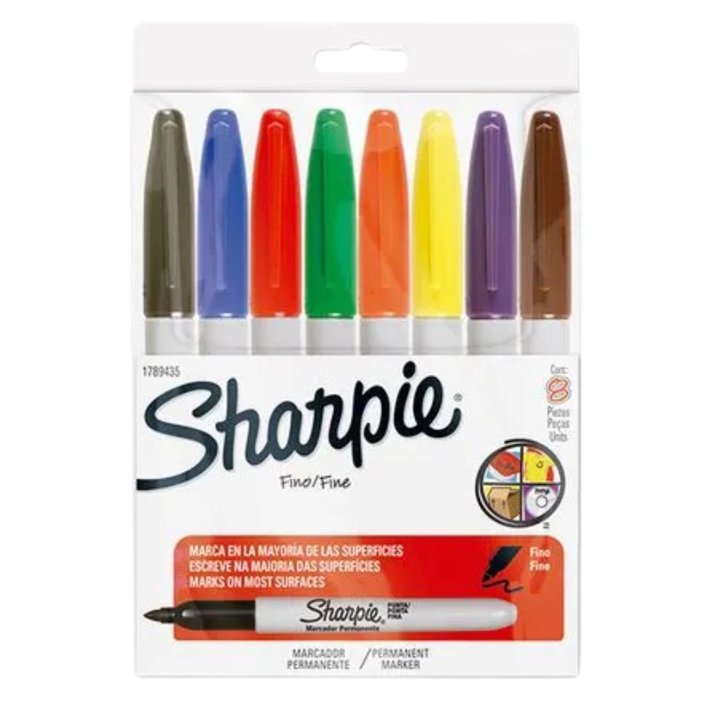 Marcadores Sharpie Permanentes Punta Fina 8 Und