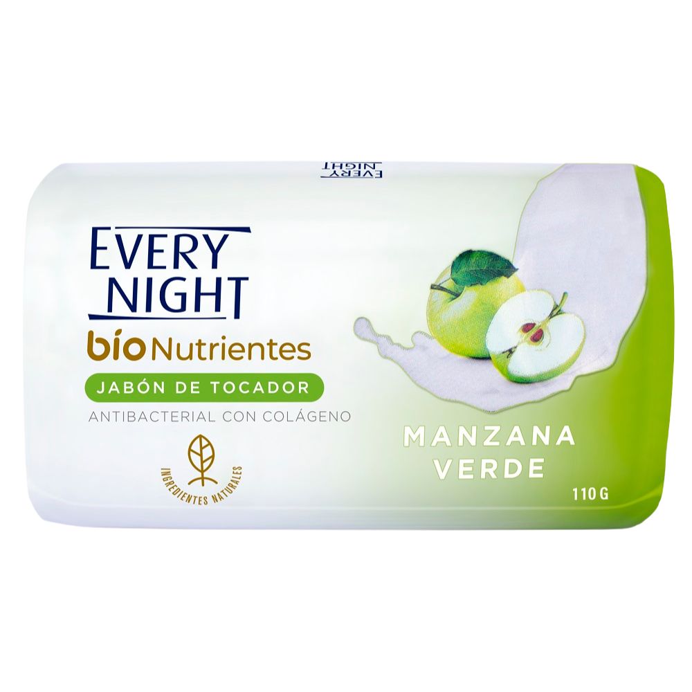 Every Night Jabón De Tocador Antibacterial Con Colágeno Manzana Verde 110gr