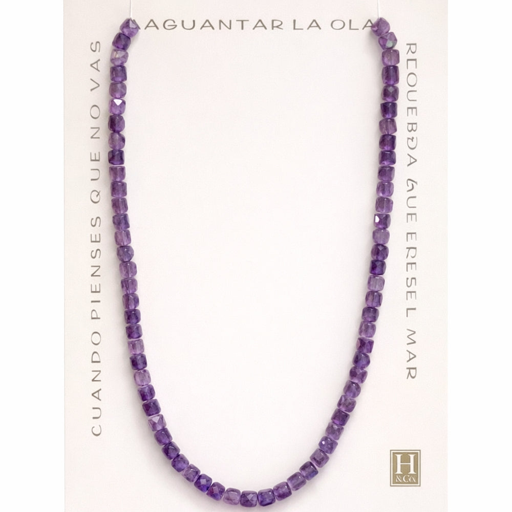 H&Co Collar Cubos de Agata y Cuarzo Purple