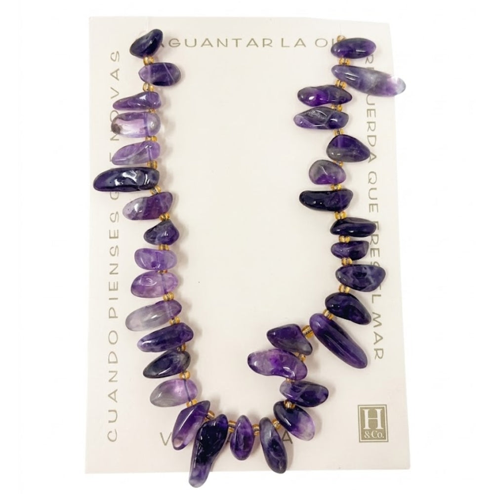 H&Co Collar Chispa Agata y Cuarzo Purple