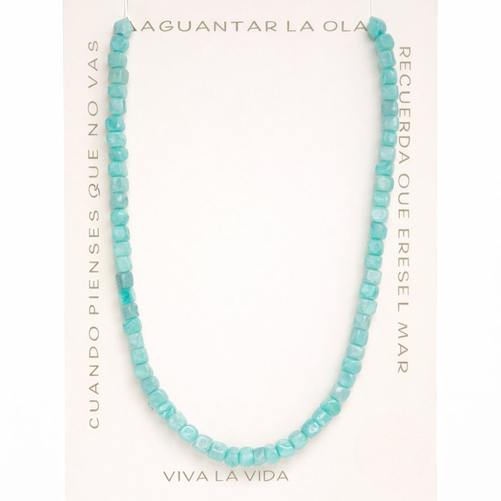 H&Co Collar Cubos de Agata y Cuarzo Turquesa