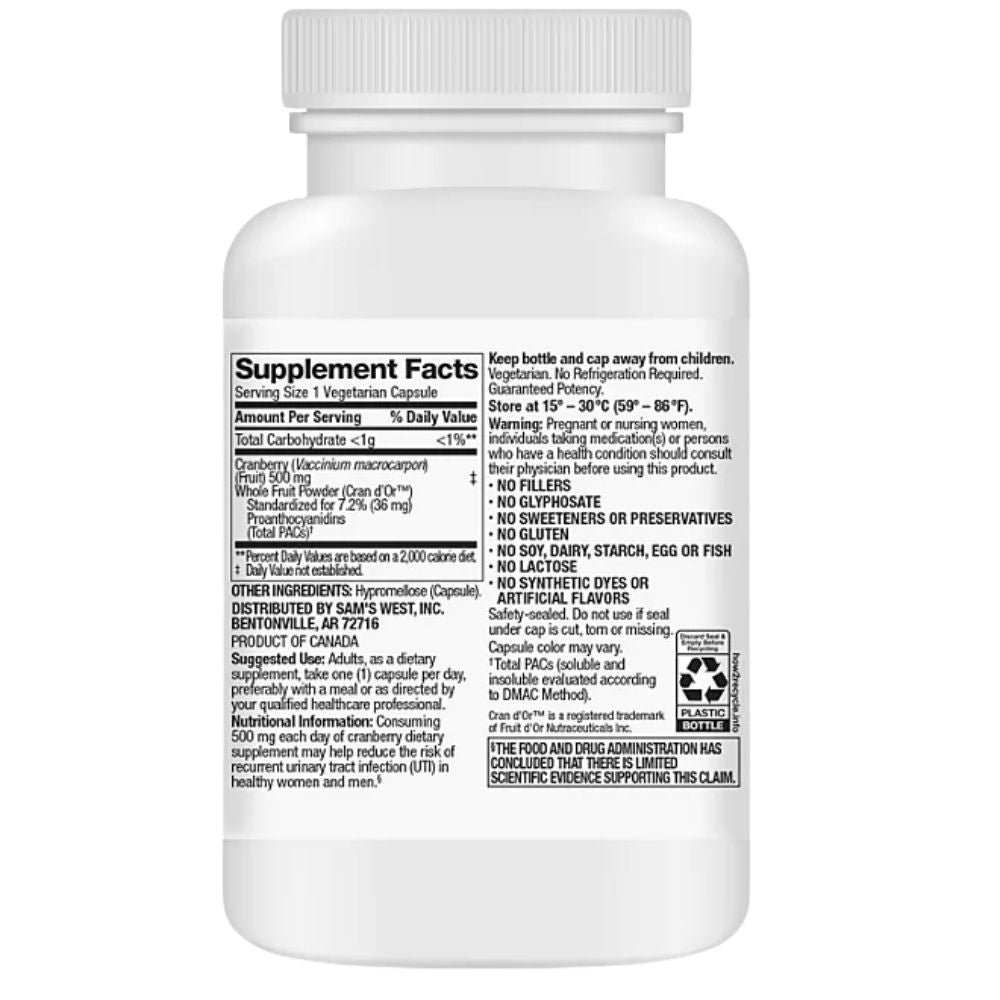 Capsulas de Cranberry Member's Mark  150 Vegetarian Capsules