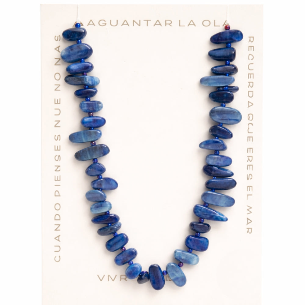 H&Co Collar Chispa Agata y Cuarzo Blue