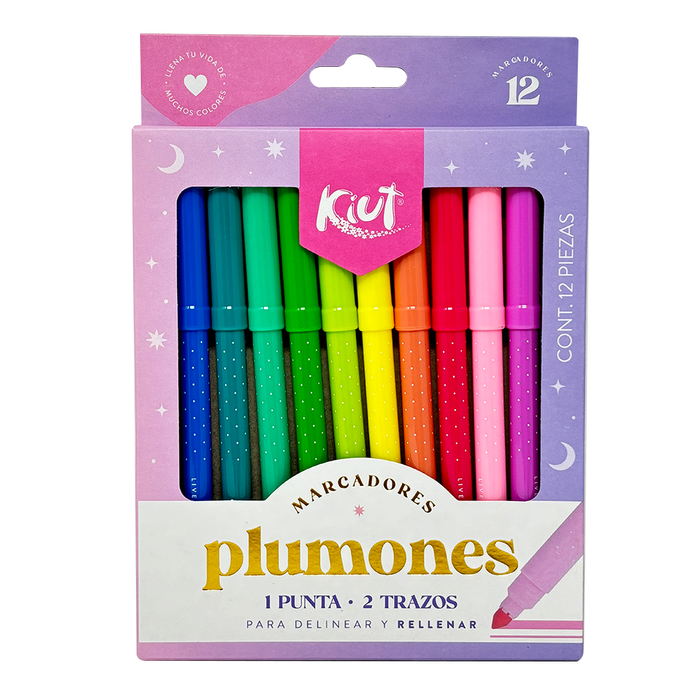 Kiut Marcadores Plumones Lavables 12 Unidades