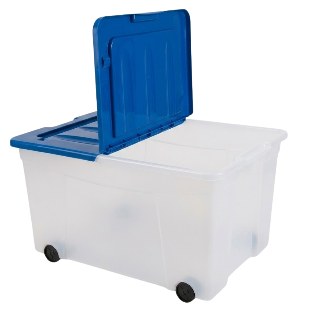 Alfa Hogar Caja Organizadora Tapa Azul Con Ruedas 58Lt
