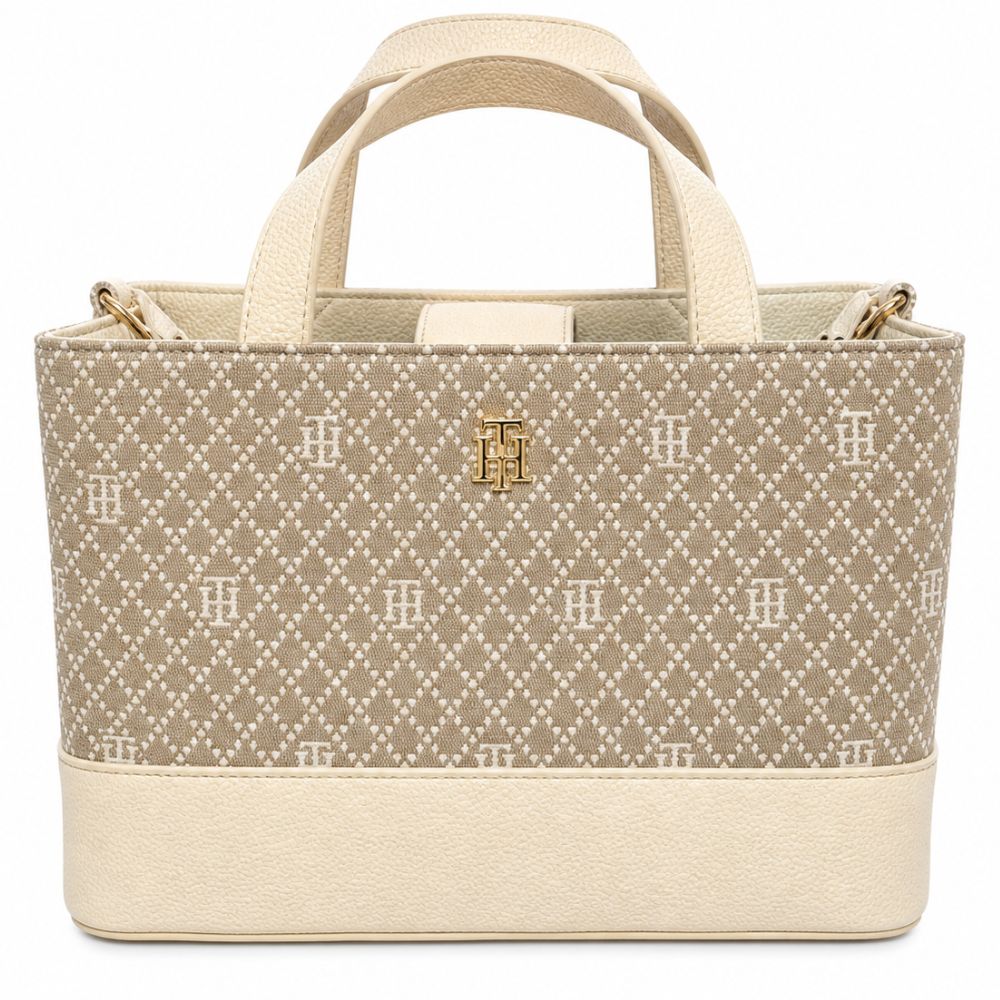 Tommy Hilfiger Cartera Satchel Beige & White