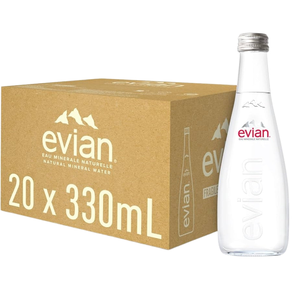Evian Agua 20 Botellas de Vidrio 330ml