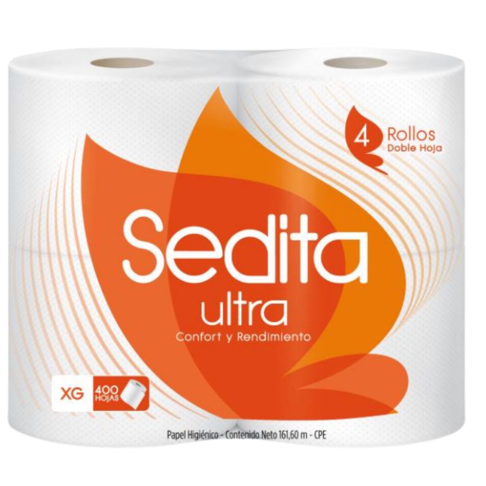 Papel de Baño Sedita Ultra Confort y Rendimiento 4 Rollos de 400 Hojas dobles