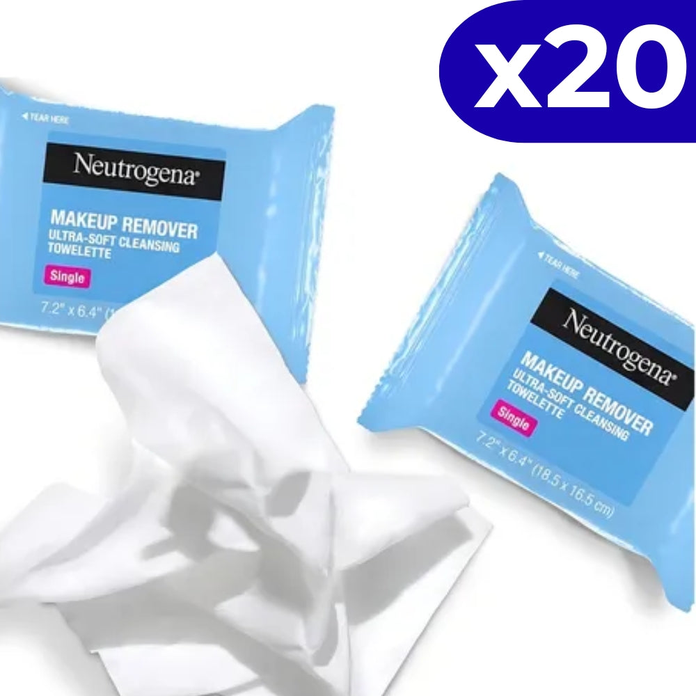 Neutrogena Makeup Remover Caja 20 und Ultra Soft Cleansing Toallitas Towelettes Singles 18.5x16.5cm