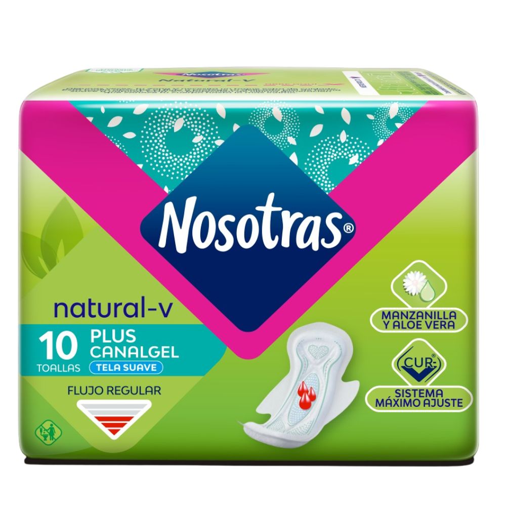 Nosotras Toalla Sanitaria Natural Plus Gel 10 Und