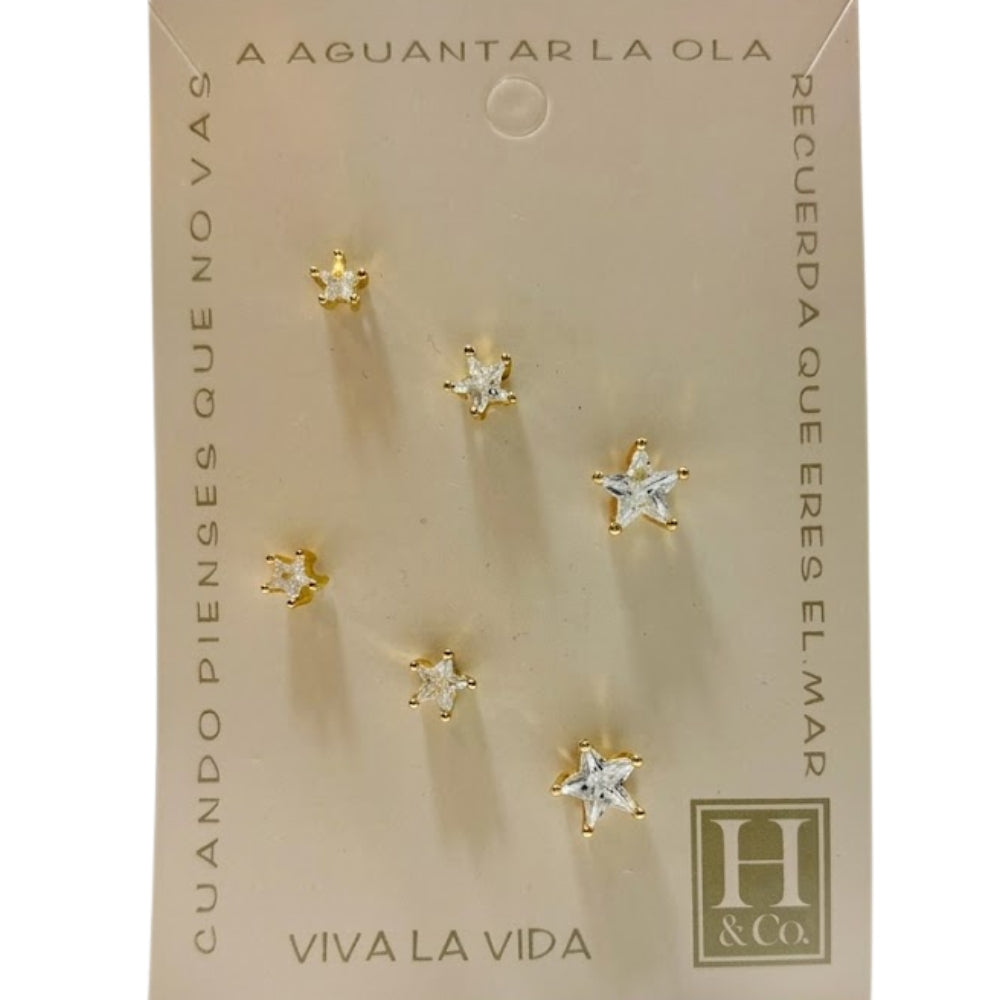 H&Co Trio de Zarcillos Estrella