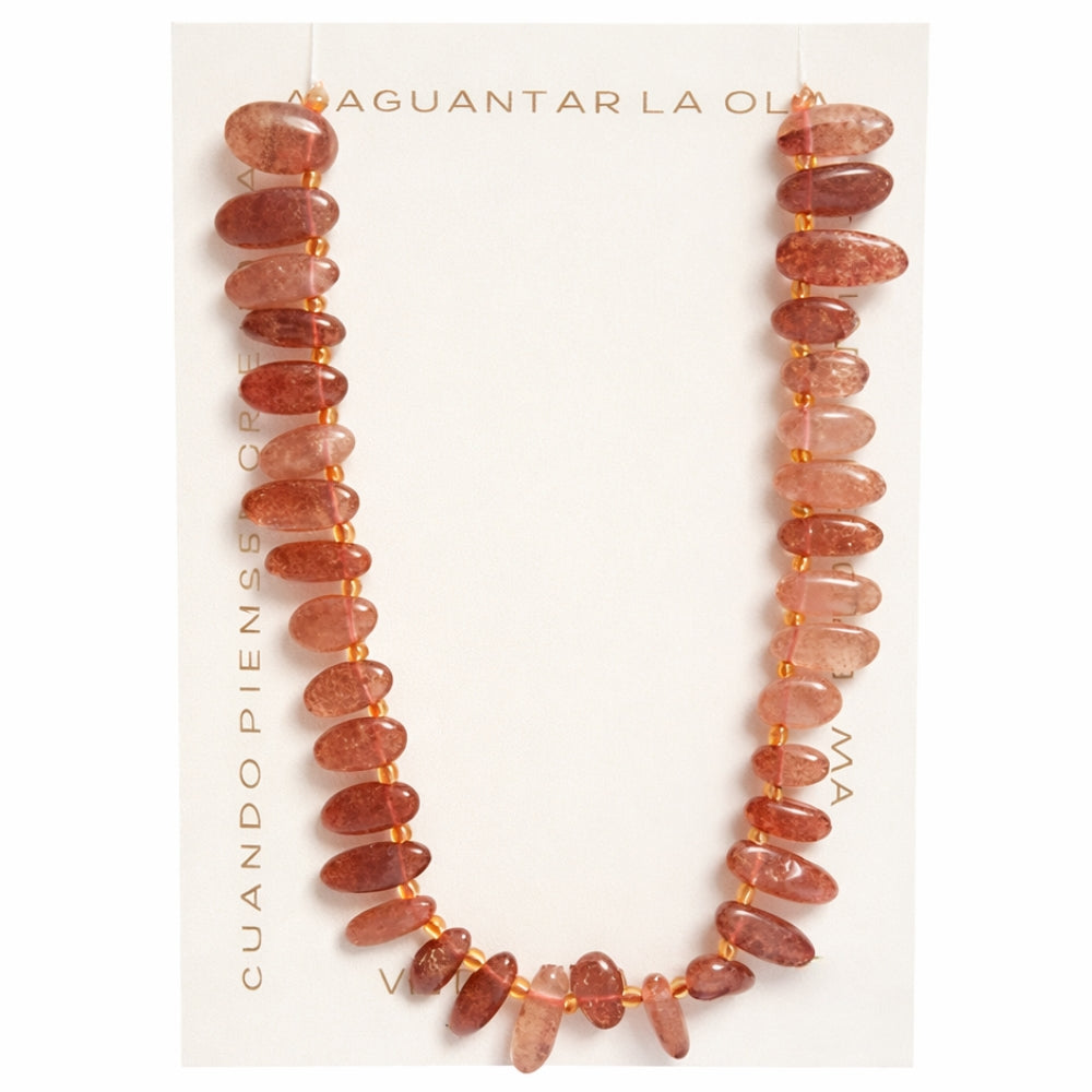H&Co Collar Chispa Agata y Cuarzo Dusty Rose