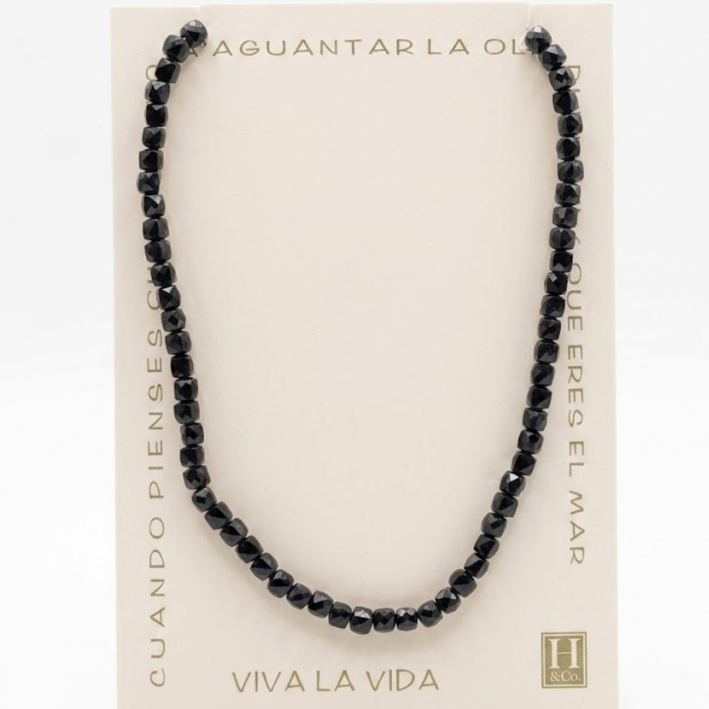 H&Co Collar Cubos de Agata y Cuarzo Black