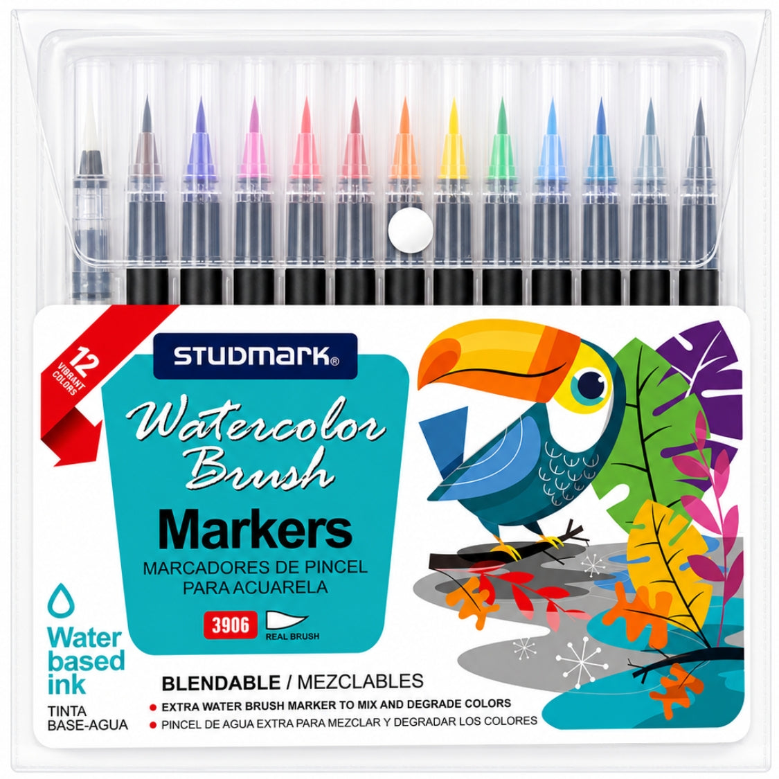 Studmark Marcadores de Pincel para Acuarela 12 Colores