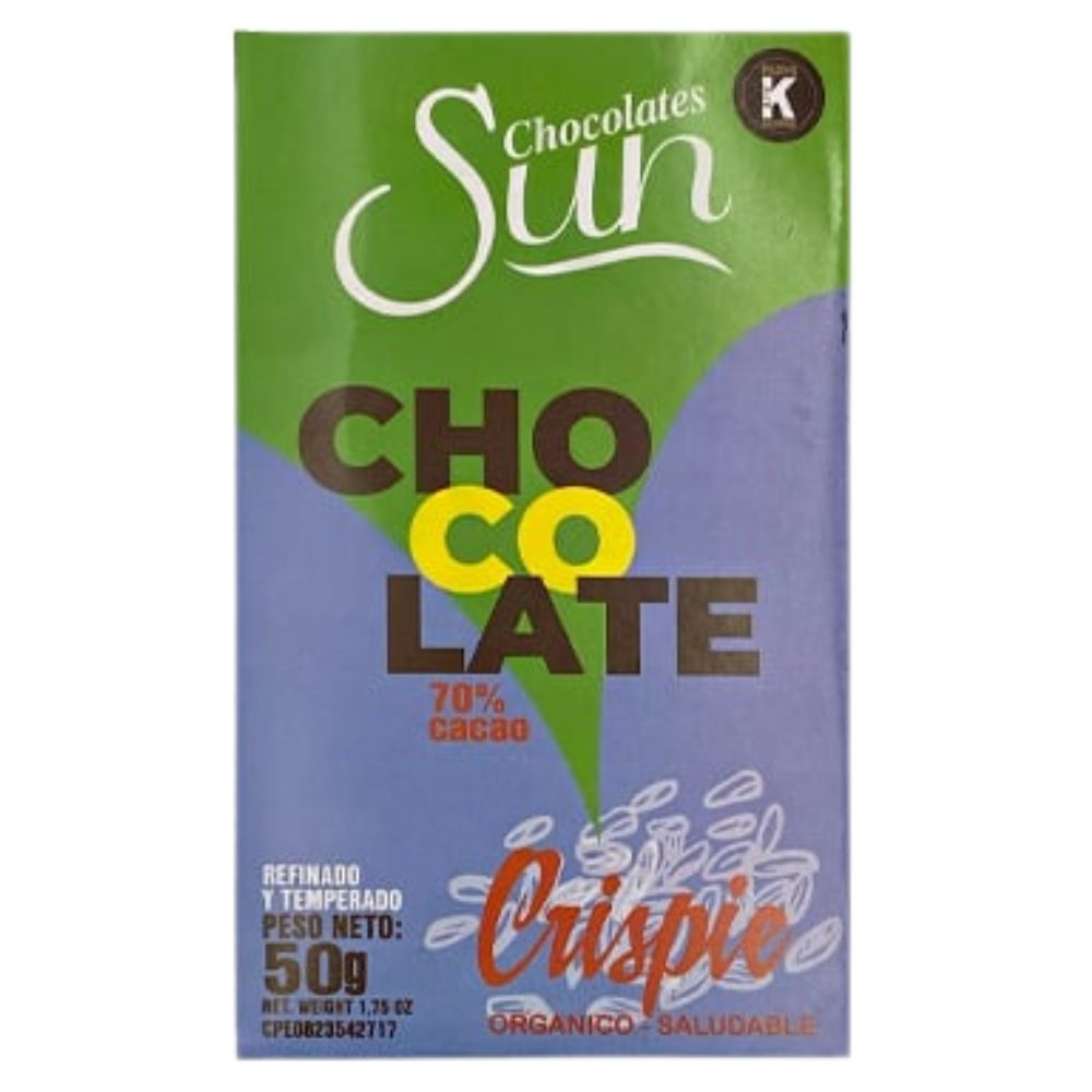 Chocolate Sun Barras Keto Crispie 70% Cacao 50gr