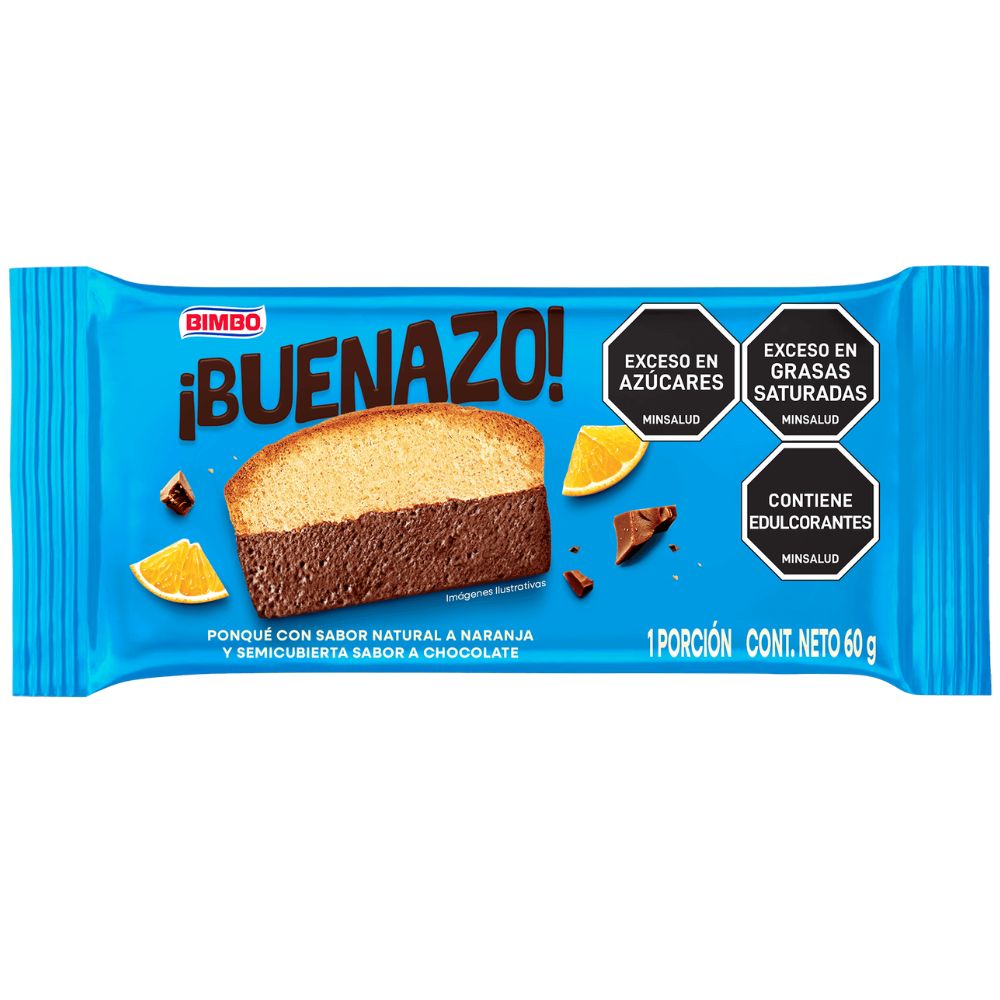 Bimbo Panque Buenazo Panque Sabor a Naranja y Semicubierta sabor a Chocolate 60gr