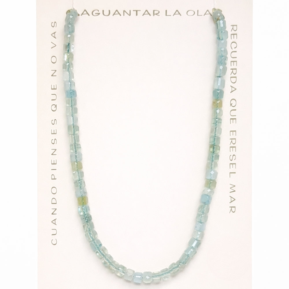 H&Co Collar Cubos de Agata y Cuarzo Light Green