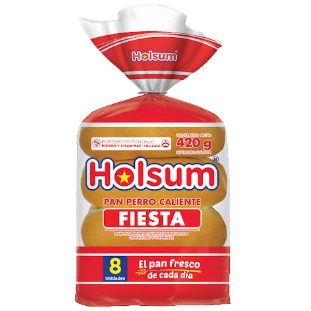 Holsum Pan perro Caliente Fiesta 8 piezas 420gr