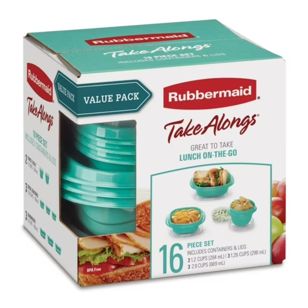 Rubbermaid Take Alongs Set De Envases 16 Piezas Turquesa Claro