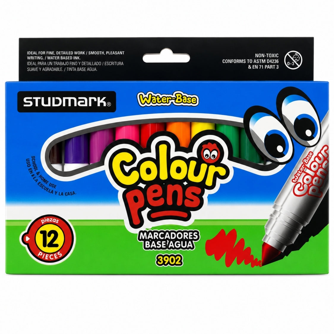 Studmark Marcadores Gruesos Base Agua 12 Colores