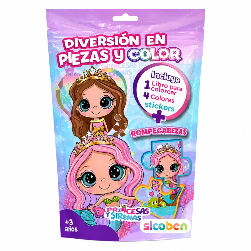 Sicoben Pack Diversion en Piezas Y Color Princesas y Sirenas  3+