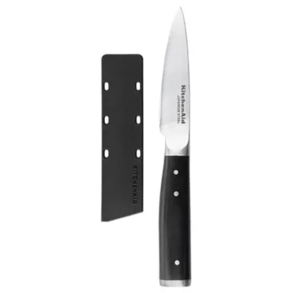 KitchenAid Cuchillo Pelador de Acero Japones 9cm Mango Negro con Funda Protectora