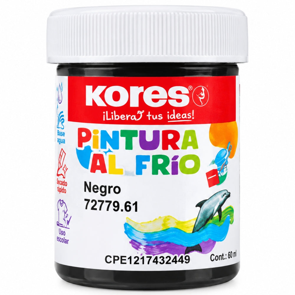 Kores Pintura Al Frio 60ml Color Negro 1 Und