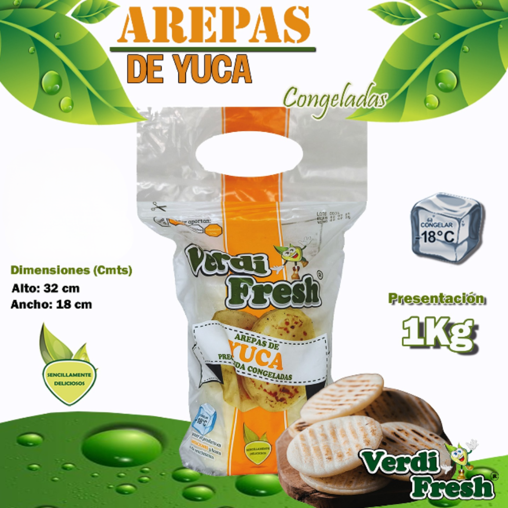 Verdi Fresh Arepas de Yuca Precocida Congelada 1 Kilo