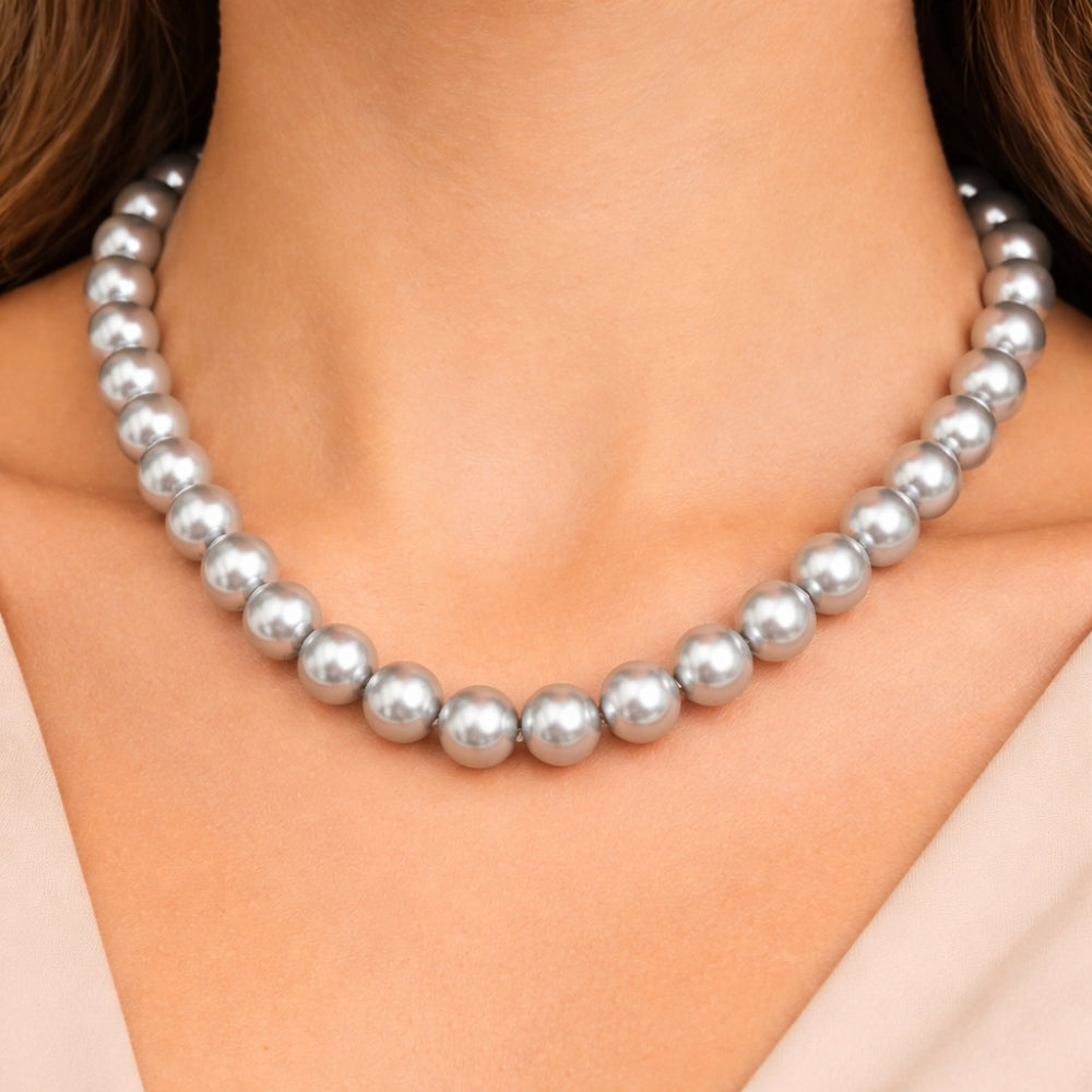 H&Co Collar Perla de Vidrio White