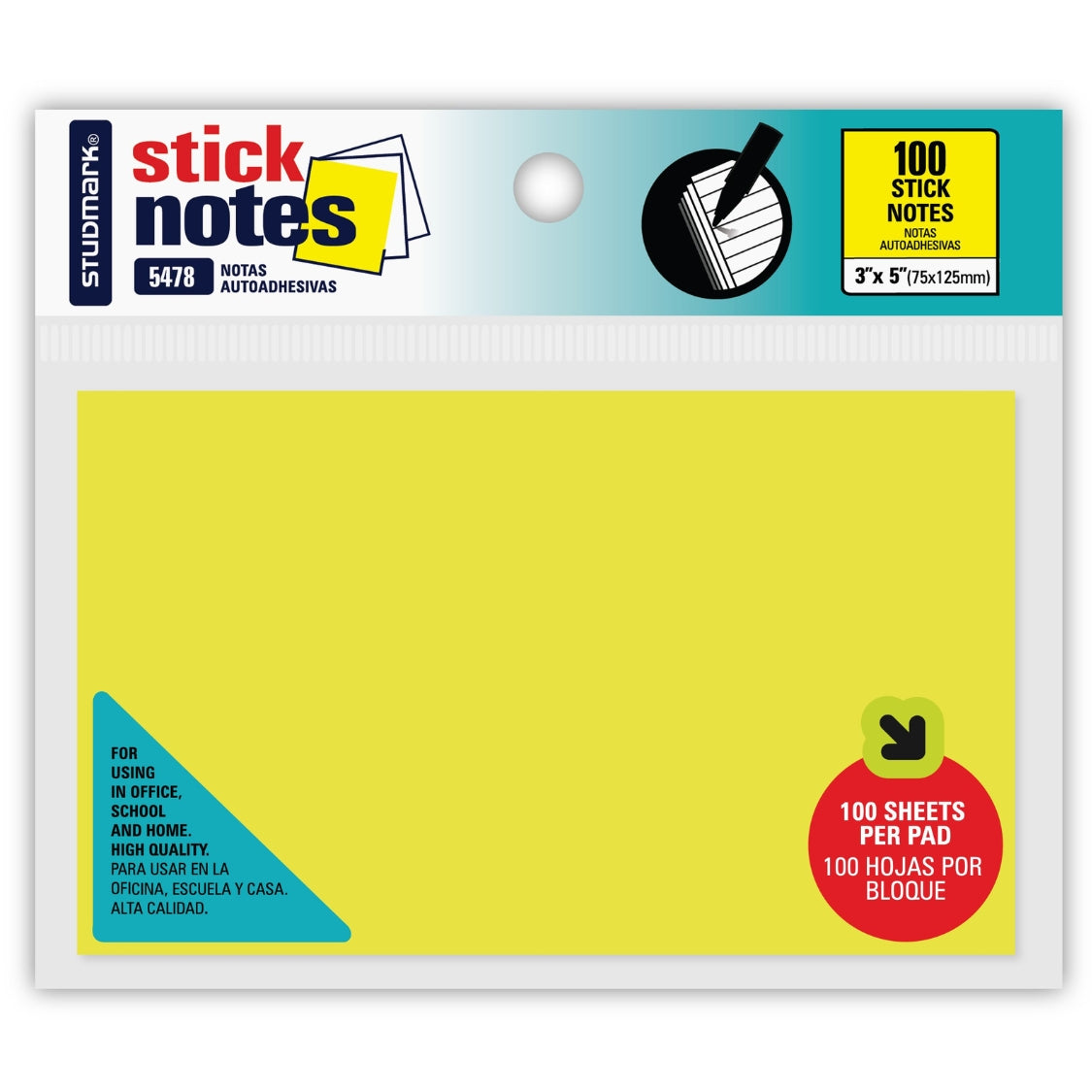 Studmark Notas Adhesivas Neon 7.5 x 12.5 cm 100 hojas