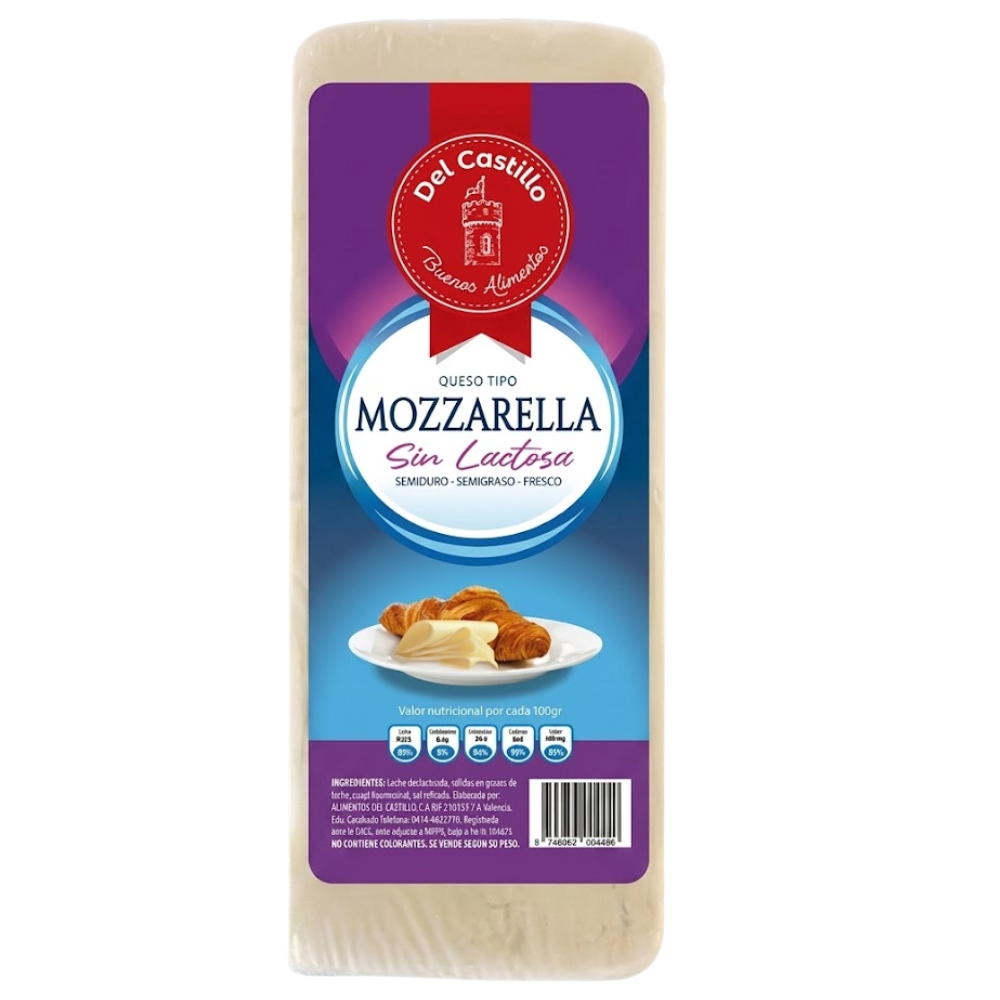 Queso Mozzarella sin Lactosa Rebanado Del Castillo 2 Opciones