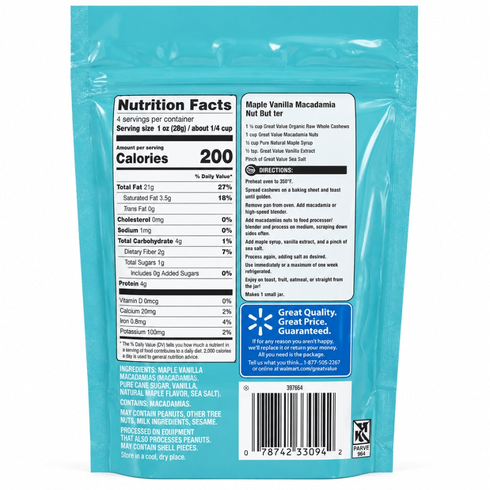 Great Value Macadamia Nuts Chopped 113 g