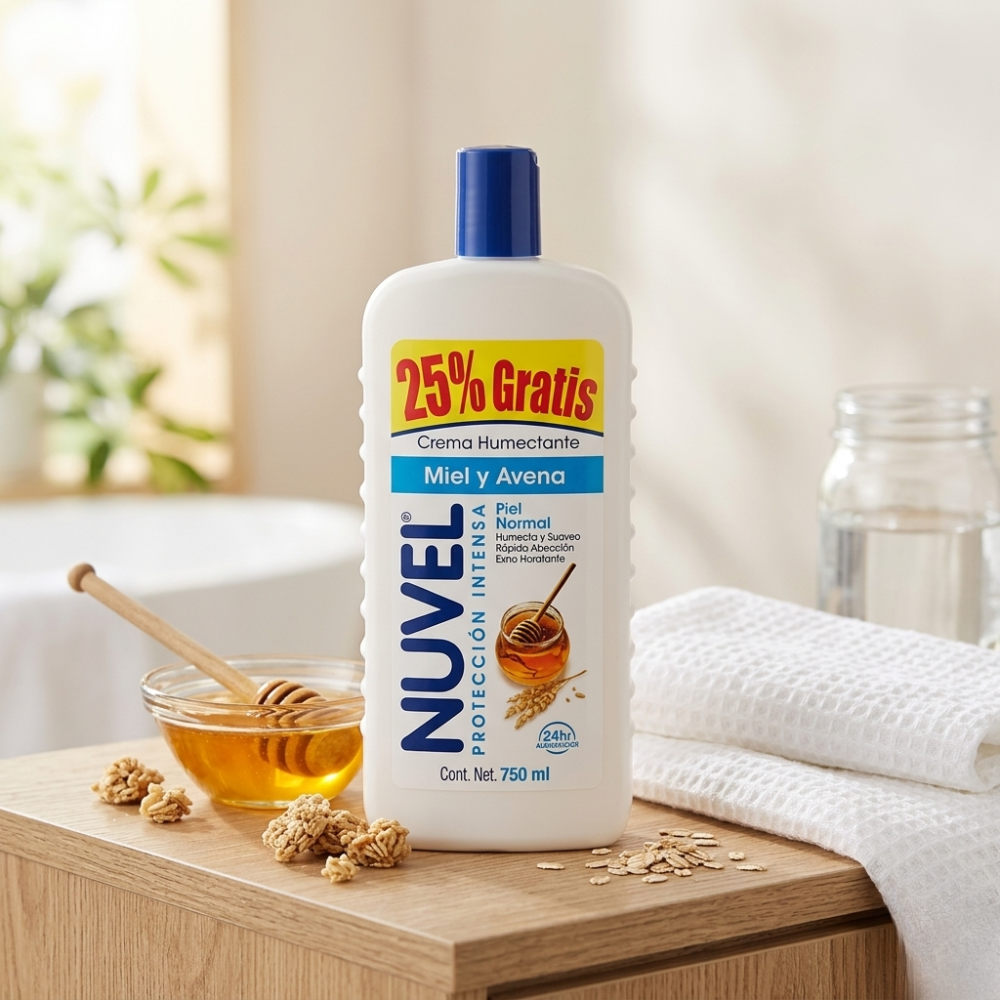 Nuvel Crema Corporal Proteccion Intensa  Miel Y Avena "Piel Normal" 750ml