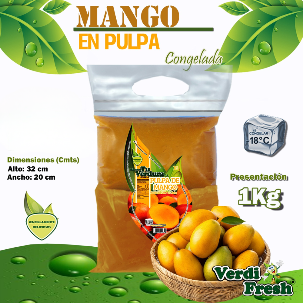 Verdi Fresh Mango en Pulpa Congelado 1 Kilo