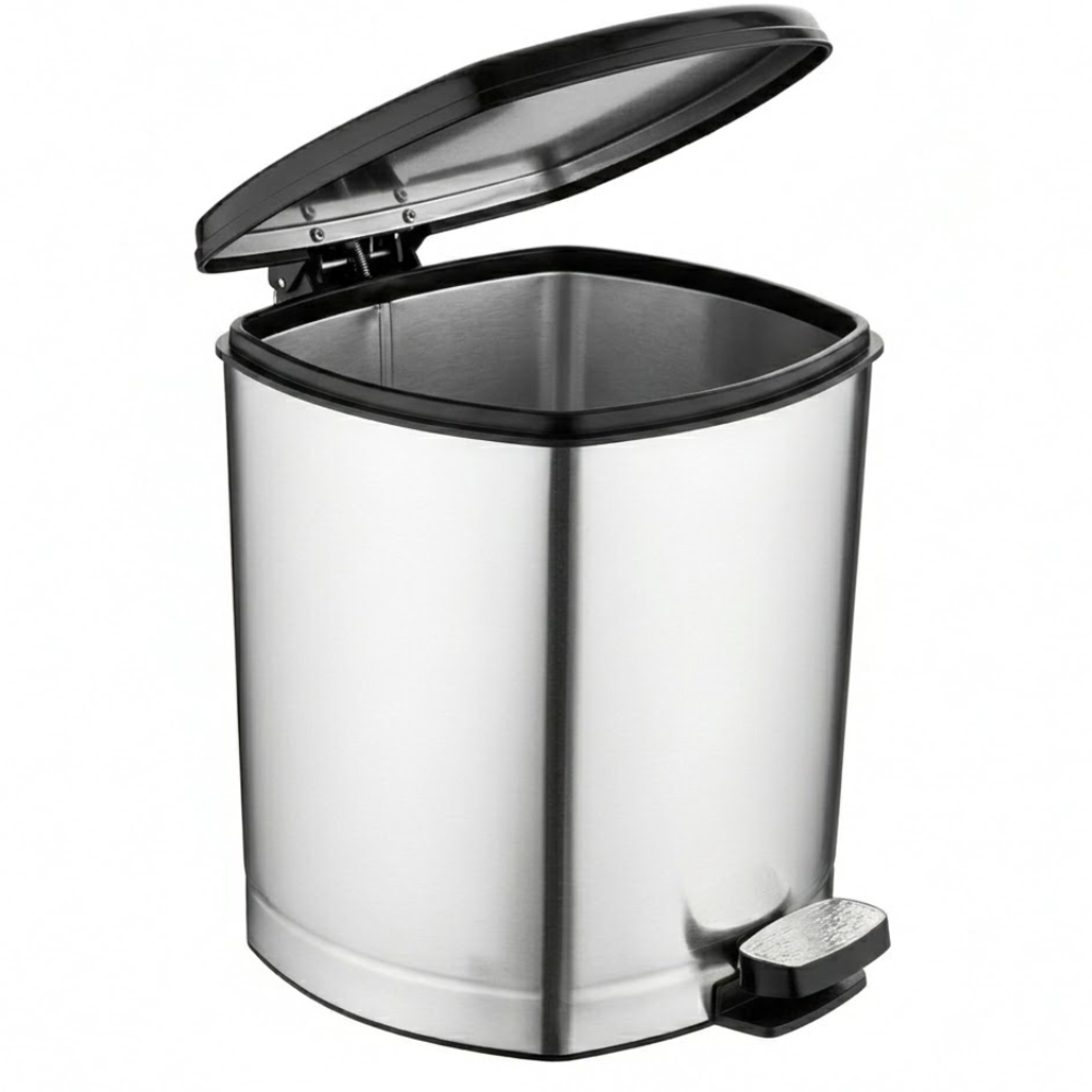 Alfa Hogar Papelera Pedal Bin Plástica Look Metal 11Lt