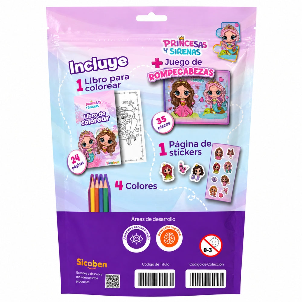 Sicoben Pack Diversion en Piezas Y Color Princesas y Sirenas  3+