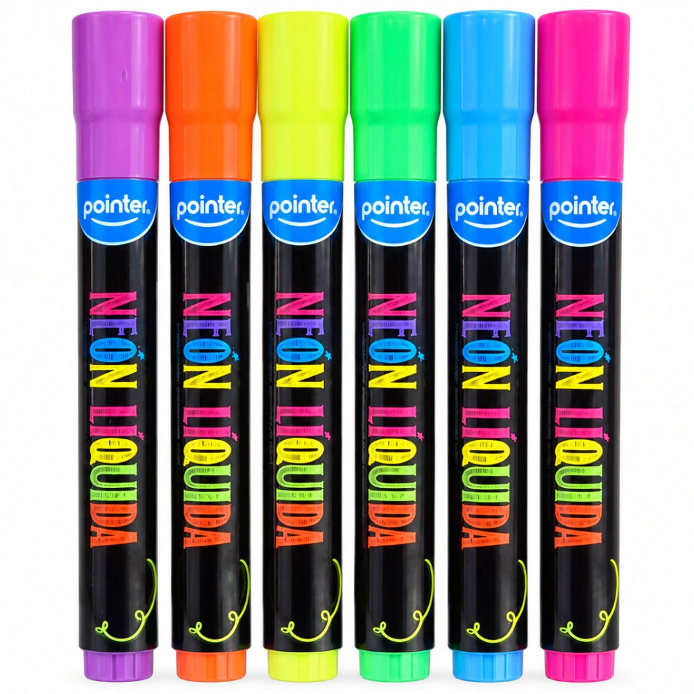 Pointer Marcadores de Tiza Liquida Colores Neon 6 Unidades